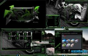 Тема на Windows 7: Devil MotorBike Green By FlorecitaRadiohed